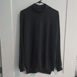 Banana Republic Women's Black Heather Mock Turtleneck Relaxed Fit Sweater